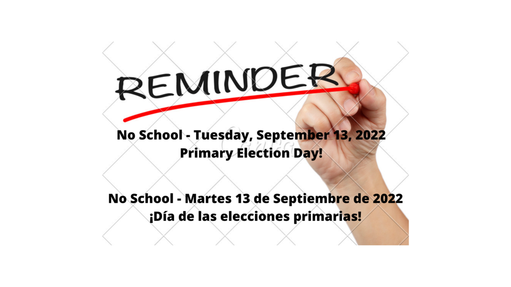 Reminder - No School Tuesday, Sept 13, 2022