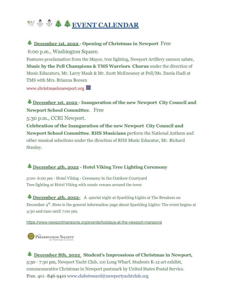 Christmas Event Calendar